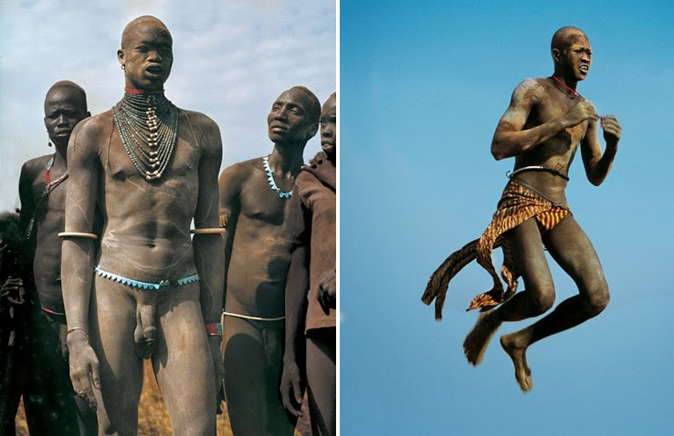 Traditionally Dinka not wear many clothes, so it is normal for a grown man ...
